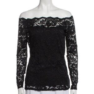 L'Agence Black Lace Off-the-Shoulder Top XS